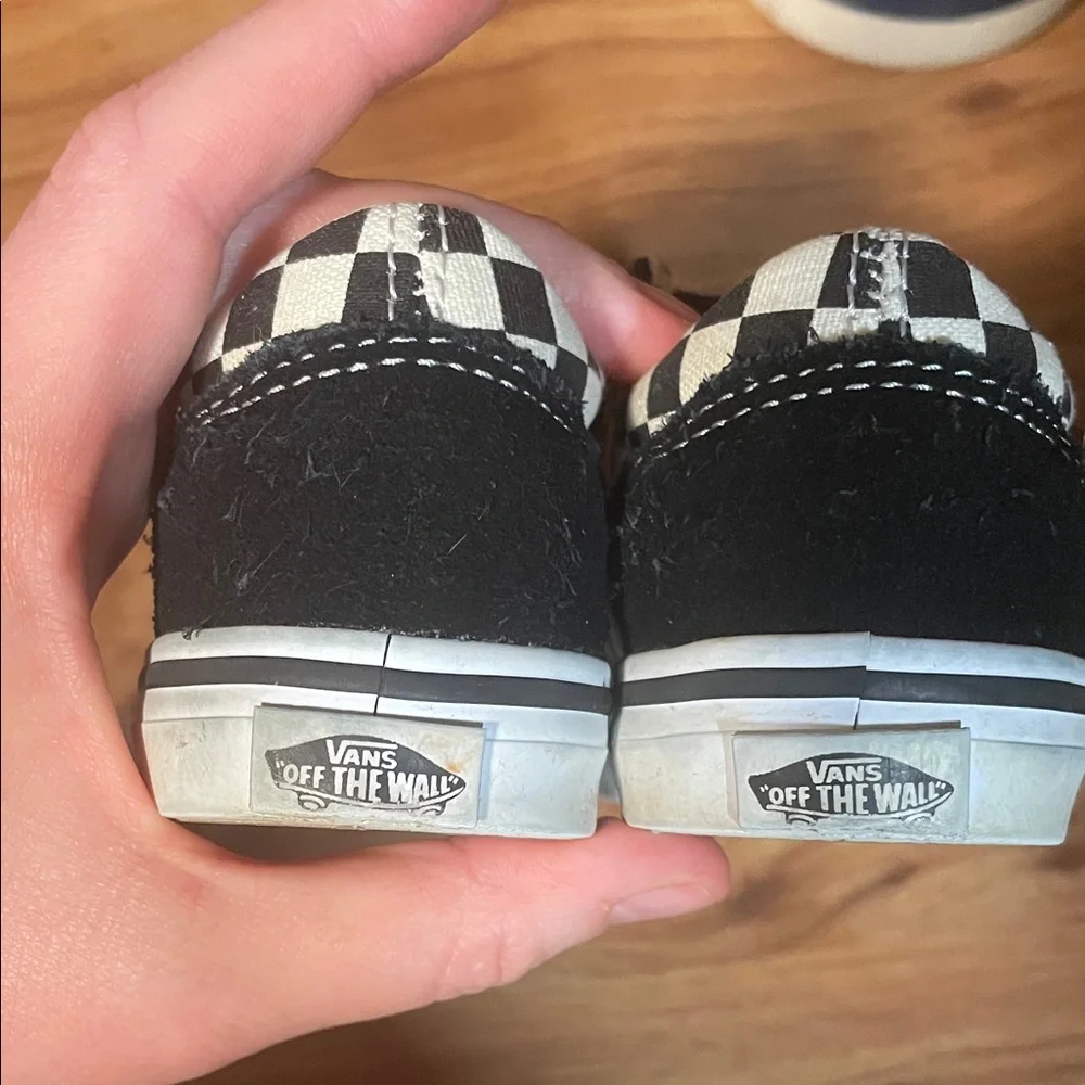 Vans Kids Black and Cream Checkered Sneakers - Picture 3 of 7